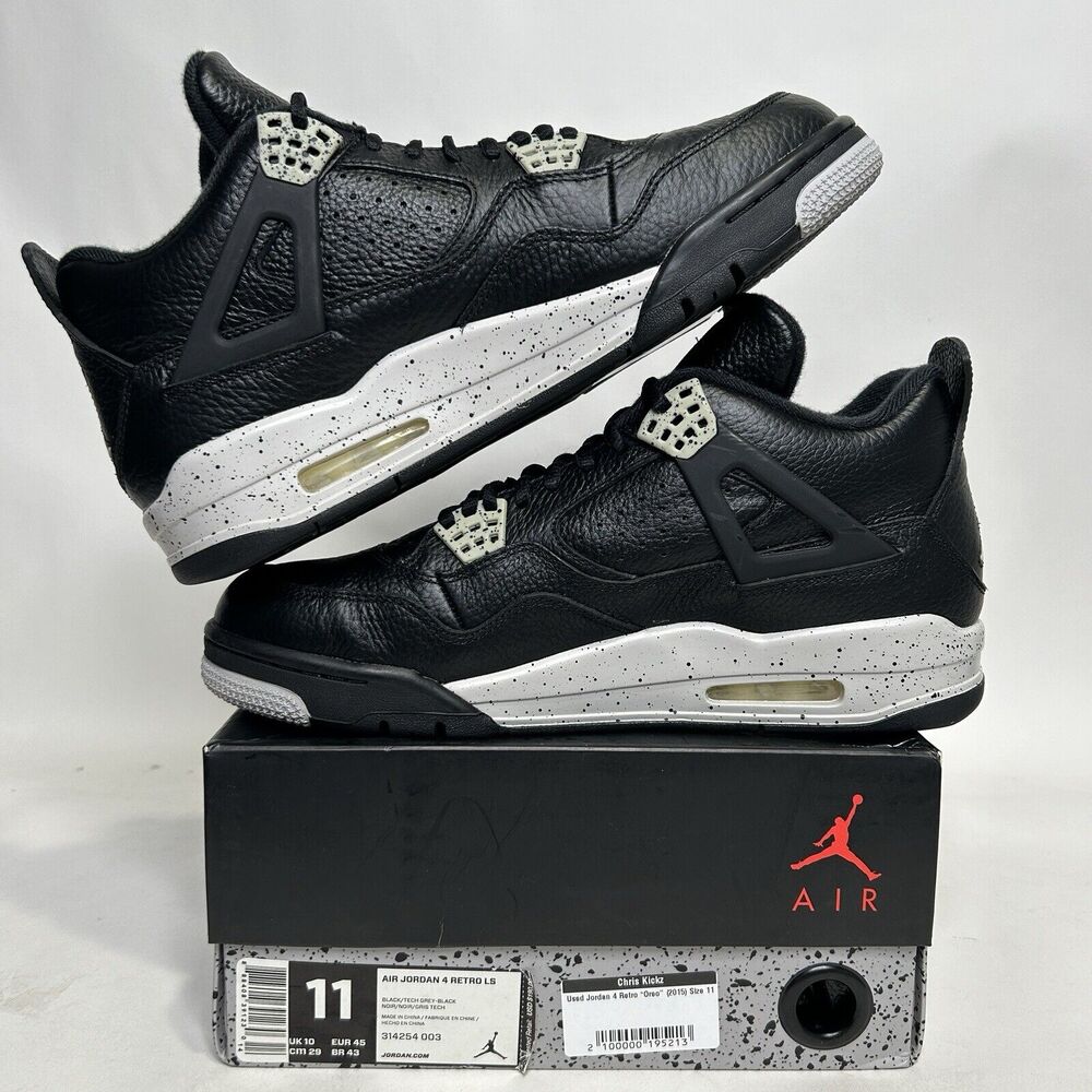 Nike Shoes Air Jordan 4 Retro Men's LS “Black Oreo” 2024 - Picture 3 of 9